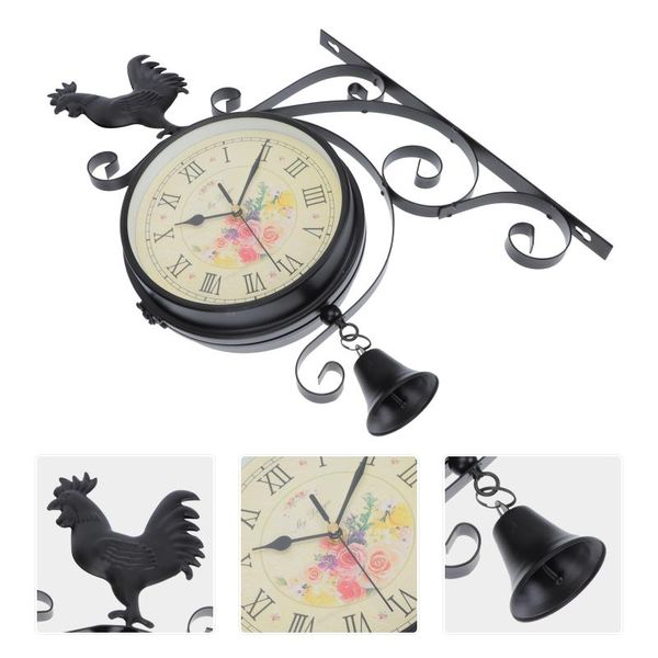 

wall clocks 1pc clock hanging iron art double sided