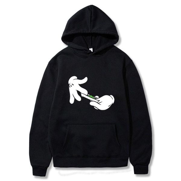 

men's hoodies & sweatshirts funny mikey hands rolling blunt joint pot 420 hoodie cool casual pride men fashion sweatshirt, Black