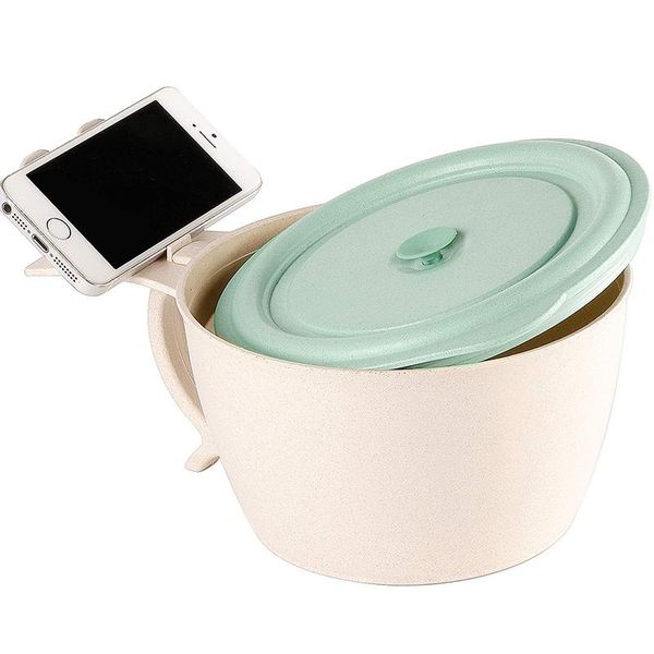 

bowls lber microwave noodle with lid-40 oz large wheat straw soup mug phone holder-microwave&dishwasher safe,leak proof,for