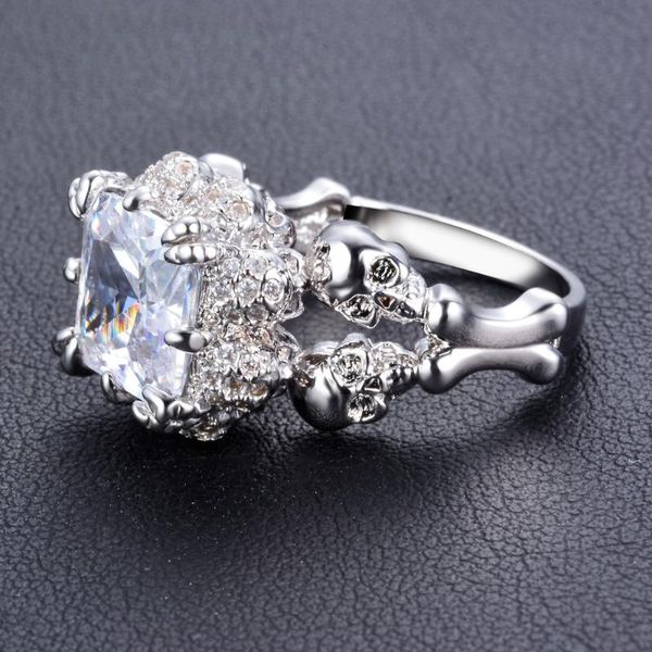 

wedding rings skull zircon ring punk rock vintage dragon claw crystal finger for, Slivery;golden