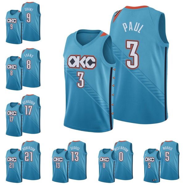 

oklahoma city thunder men andre roberson dennis schroder jawun evans jerami grant chris paul russell westbrook jersey, Black