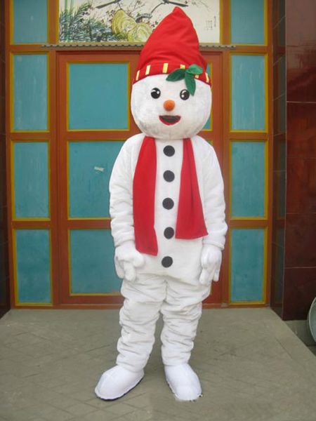 Costume della mascotte del pupazzo di neve di Halloween Personaggio dei cartoni animati di alta qualità del pupazzo di neve Carnevale Unisex Adulti Taglia Vestito operato per la festa di compleanno di Natale