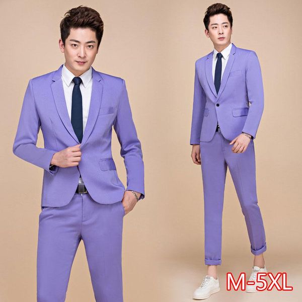 

men's suits & blazers tide men colorful fashion wedding plus size 5xl yellow pink green blue purple jacket and pants tuxedos, White;black