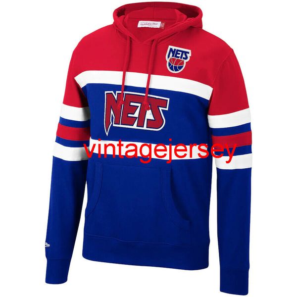 

new jersey mitchell & ness head coach pullover hoodie size s-3xl, Blue;black
