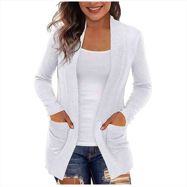

Solid Womens Cardigans With Pockets Casual Lightweight Open Front Cardigan Sweaters Winter Clothes Women Coat, White;black