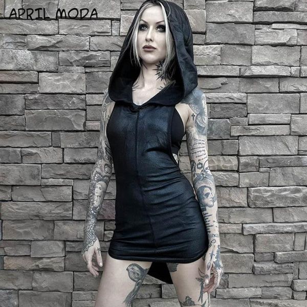 

vintage women mini dresses black chic gothic bodycon plain asymmetric split female party punk short club casual, Black;gray
