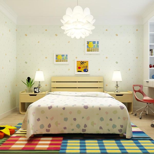 

wallpapers cartoon children's room non-woven wallpaper star cloud green simple warm pink boy girl bedroom wall paper roll
