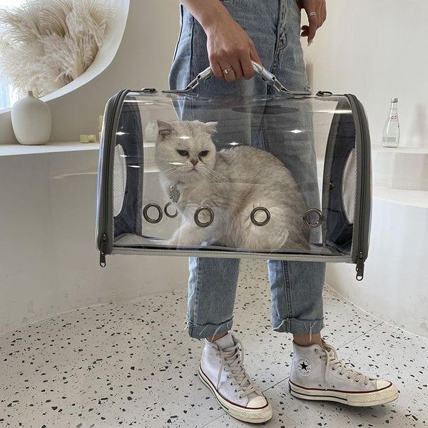 

cat carriers,crates & houses transparent carrying case car bag breathable large space backpack pet carrier portable cage