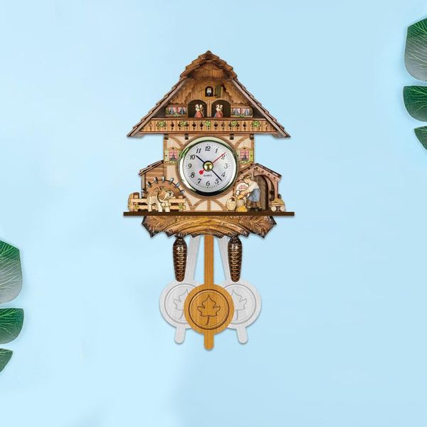 

wall clocks cuckoo clock chime alarm retro wooden living room creative removable art decal sticker