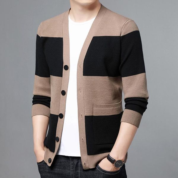 

men's sweaters autum knitwear cardigan winter striped mens sweater casual coats jacket men clothing y357, White;black