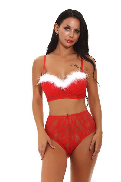 Biancheria esotica di Natale in Europa e America Biancheria sexy calda trasparente per donna Stile caldo Cosplay Lingerie erotica in pizzo 211208