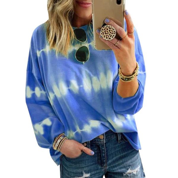 

women's t-shirt #w oversize t shirt women long sleeve o-neck loose casual clothing autumn tie dyeing print simple outfit ladies tee shi, White