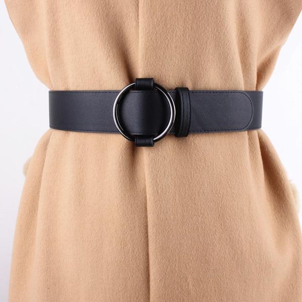 

belts corset for women straps cowhide wide belt genuine leather round buckle ladies fashion girdle waistband female cummerbunds, Black;brown