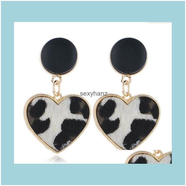

dangle & chandelier simple leopard print heart shape pendant earrings jewelry aessories drop delivery 2021 o1oau, Silver