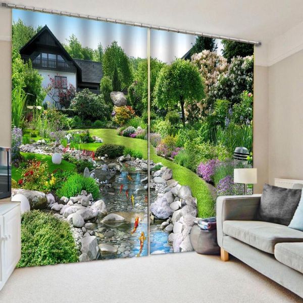 

3dlandscape fish windows curtains for living room bedroom blackout kitchen drapes window treatments rustic style curtain