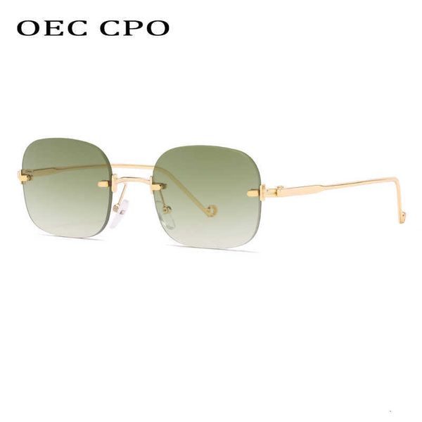 

sun glasses oec cpo fashion small rimless sunglasses women retro punk square men gradient shades brand designer uv400 eyewear, White;black