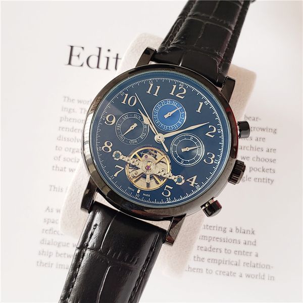 

patek brand tourbillon mechanical watch mens tourbillon automatic business wristwatches luxury sapphire timepieces chronograph watches, Silver