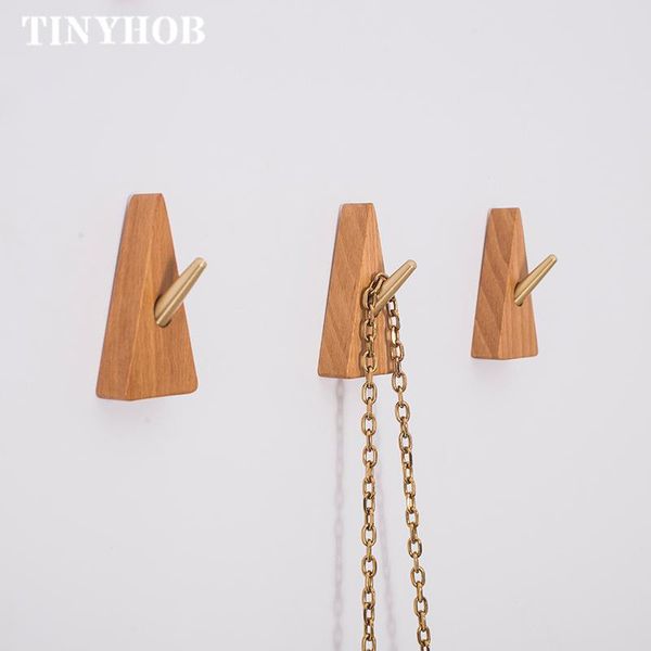 

hooks & rails triangle shape/natural wooden walnut hook wall-mounted diy wall decor art scarf hat and bag storage hanger/glue fixation
