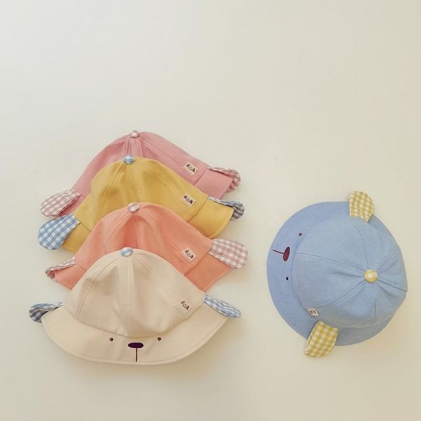 

caps & hats autumn born toddler cartoon little bear hat children girls boys thin cute casual fisherman's infant kid cotton sunhat, Yellow