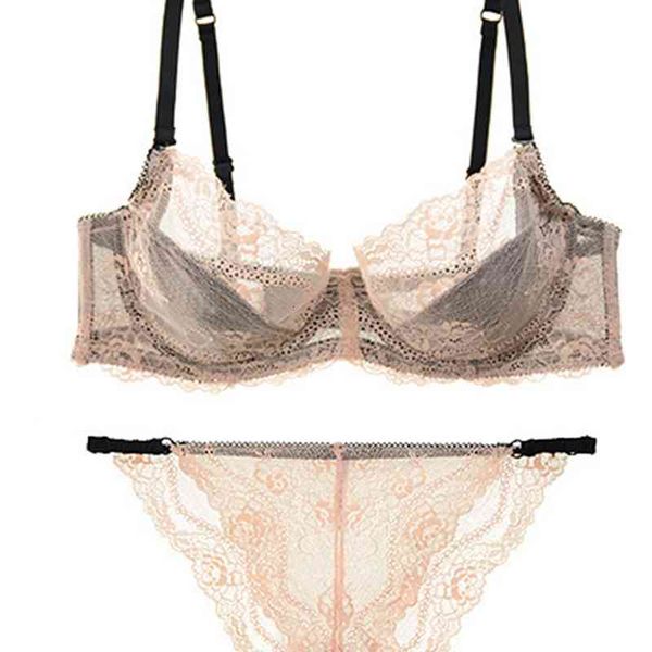

fashion design luxury bra set lace thin transparent temptation large 16001, Red;black