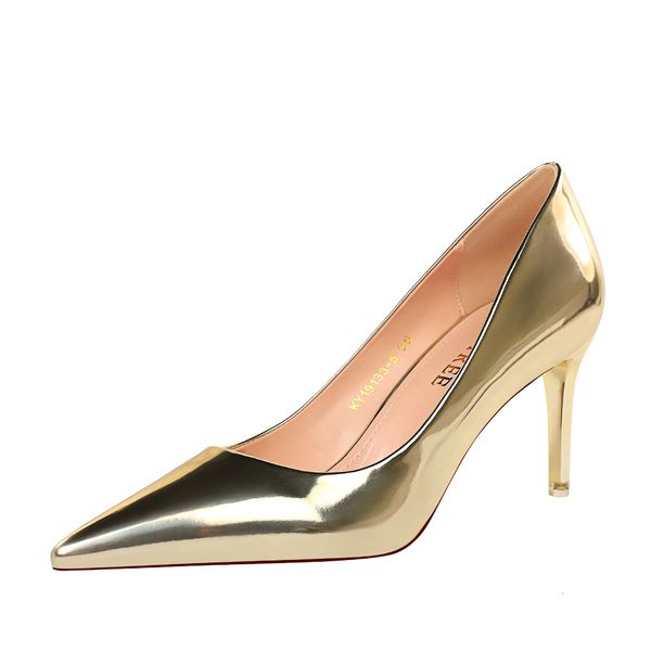 

sandals spring fashion women designer gold silver high heels pumps patent leather stiletto wedding shoes plus size g0331 pbxh, Black