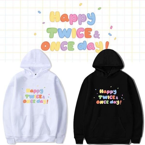 

men's hoodies & sweatshirts kpop twice 6th anniversary of debut cotton loose print letter round neck hoodie couple sweater fans support, Black