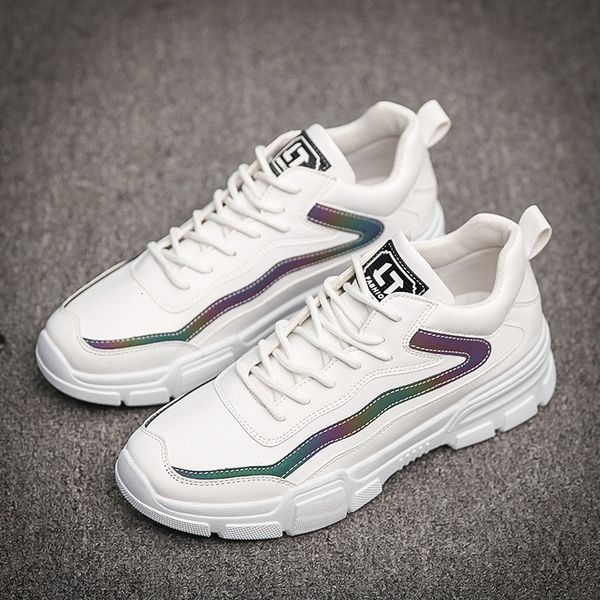 

2021 spring korean fashion small white reflective trendy men's board student casual sho, Black