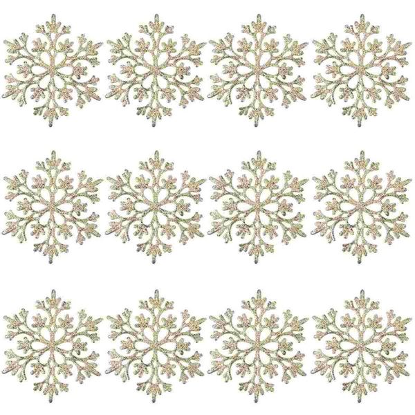 

christmas decorations 12pcs 10cm shining powder snowflakes decoration tree pendant