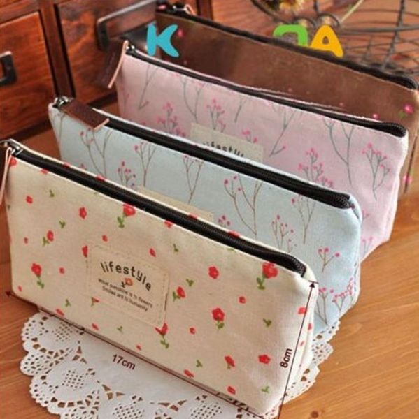 

storage bags selling stationery canvas cosmetic bag women's travel wallet zipper pen box pastoral zero