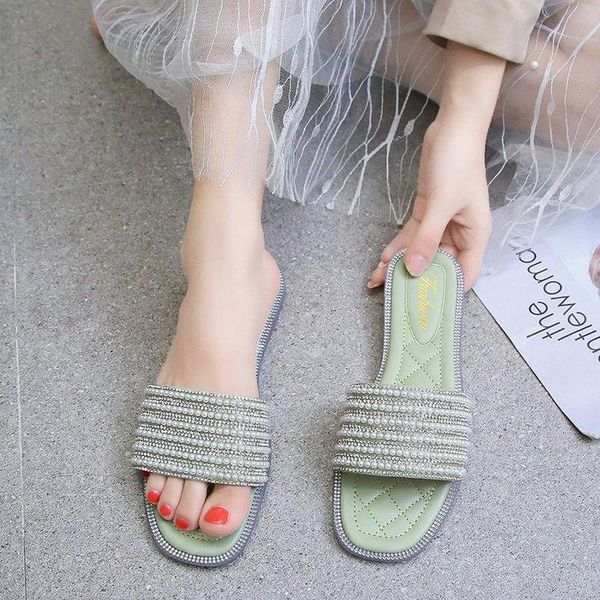 

slippers summer women for shoes fashion flops indoor outside string bead sandals big size 43, Black