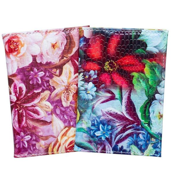 

card holders pu leather flower crocodile print travel passport holder fashion cover id bag for ladies, Brown;gray
