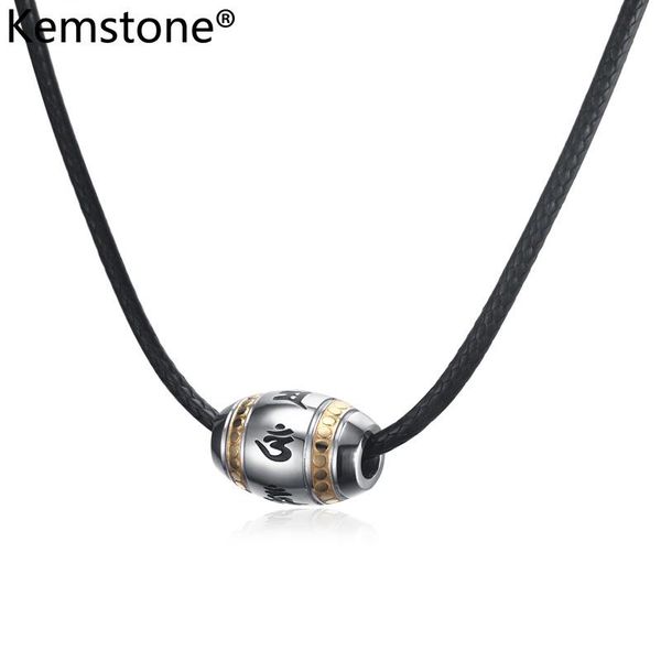 

pendant necklaces kemstone vintage rope chain stainless steel gold silver plated mantra scripture men's necklace jewerly gift