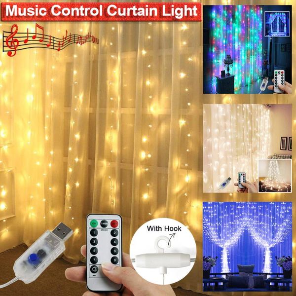 

strings 3m led curtain garland usb window fairy string lights with music remote control christmas wedding ramadan decoration for home
