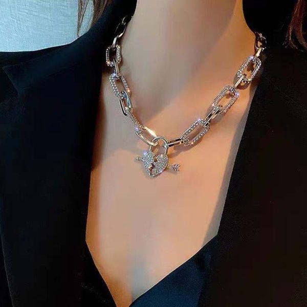 

pendant necklaces rhinestone love women's alloy luxury jewelry necklace dinner party fashion accessories, Silver