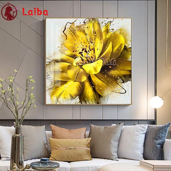 

diamond painting embroidery flowers picture of rhinestones home decor mosaic yellow golden lily cross stitch handmade