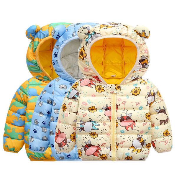 2021 giacca invernale dinosauro autunno infantile ragazzi cappotti con cappuccio orecchio cotone vestiti della ragazza abbigliamento per bambini cappotto per bambini0-4Y H0909