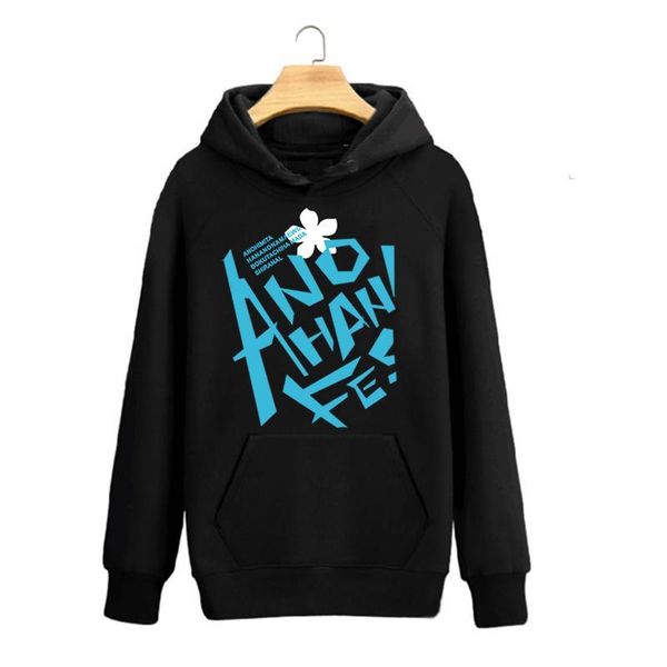 

anohana fes cotton hoodie sweatshirts pullovers yadomi jinta honma meiko anjyou naruko hoodies coat sweatshirt y0319, Black