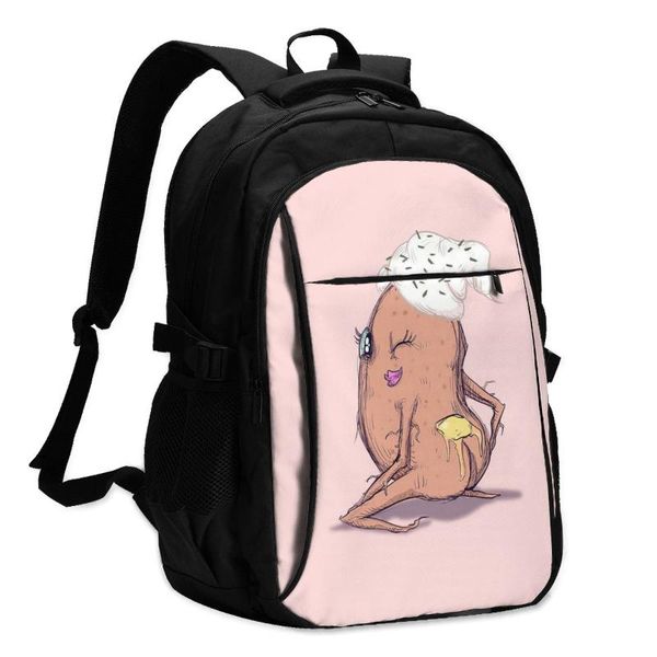

backpack potato backpacks charger usb university teen big funny bags