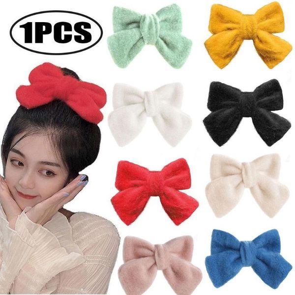 

1pc bow hair boutique clips handmade bowknot barrette accessories for girls gifts, Slivery;white