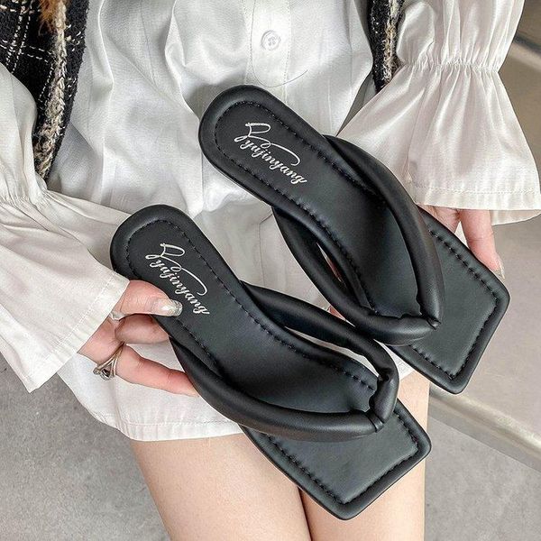 

slippers shoes woman 2021 female beige heeled sandals luxury slides rubber flip flops low black designer hawaiian summer rom