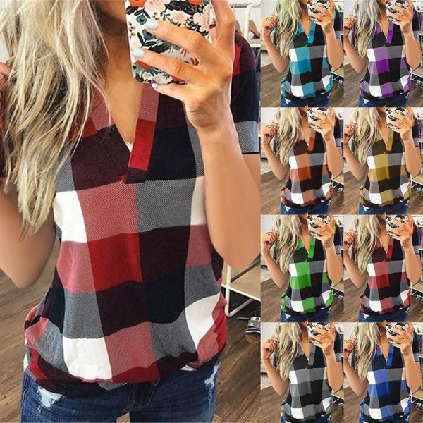 

women's blouses & shirts 2021 summer women vintage hollow out v neck plaid casual belong sleeve 5xl big large plus sizes blusas, White