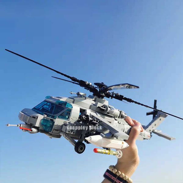 SEMBO Block Helicopters Fighter Blocks Military City Z-20 Utility Airplane Army Pilot Figura Aereo Mattoni da costruzione Giocattolo per bambini Q0624