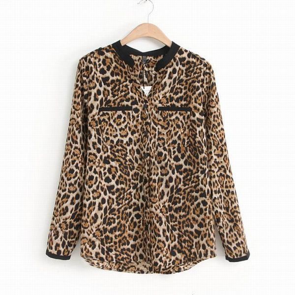 

women's blouses & shirts 2021 leopard print blouse shirt chiffon plus size clothing summer casual ladies floral, White