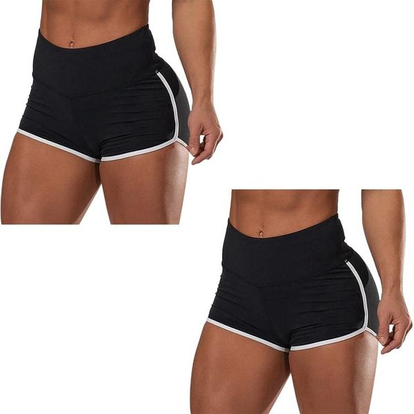 

women's shorts 2 pcs summer slip sport compression workout black,  & xl, White;black