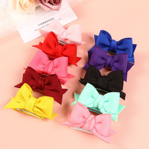 

a884 europe fashion baby girls barrettes cute bowknot hair clip kids girl candy color hairpins children hairpin accessory, Slivery;white