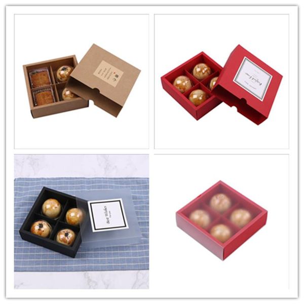 

gift wrap 10pcs 4 holes kraft paper cake box moon souffle frosted cover drawer cupcake and packaging