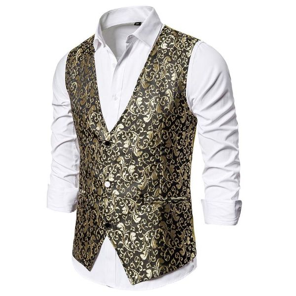 

men's vests jacquard waistcoat casual slim vest fashion men solid color single buttons fit male suit for spring autumn, Black;white