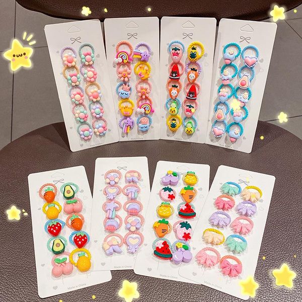 

hair accessories fairy princess cartoon rope set small elastic bands children ponytail holder scrunchie headband kids, Slivery;white