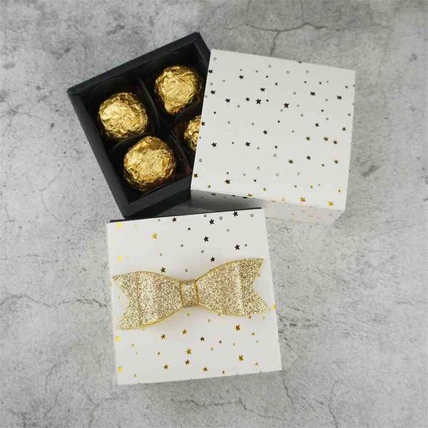 8.9 * 8.9 * 3,5 cm Goldstern-Design 10 Set Schokoladenpapierkasten Valentinstag Weihnachten Geburtstag Party Geschenke Verpackung Aufbewahrungsboxen 210326