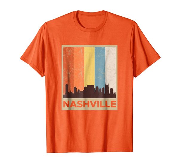 

nashville t-shirt city skyline retro vintage souvenir, White;black